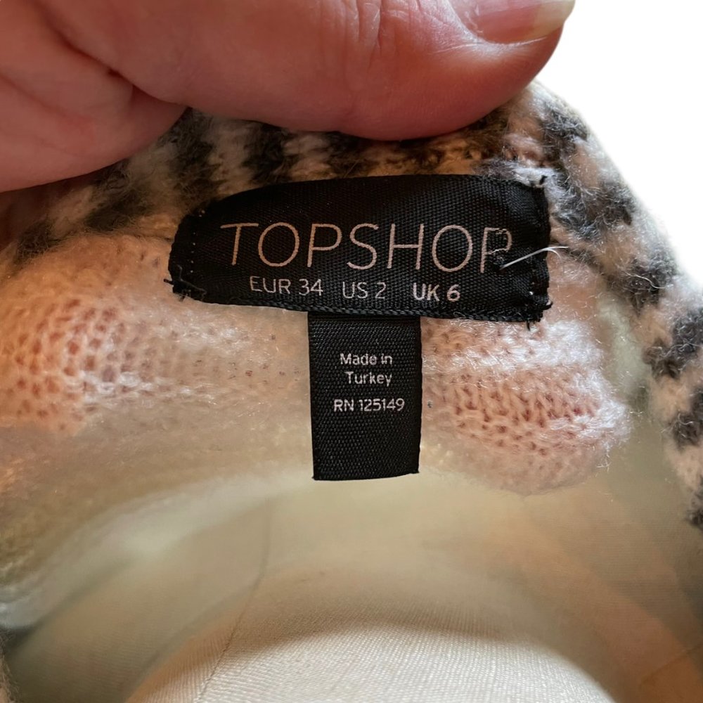 Topshop Size 2 Duster Patchwork Knit Sweater Card… - image 4